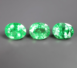 Редкий набор из 3 «неоновых» цаворитов 3,62 карата